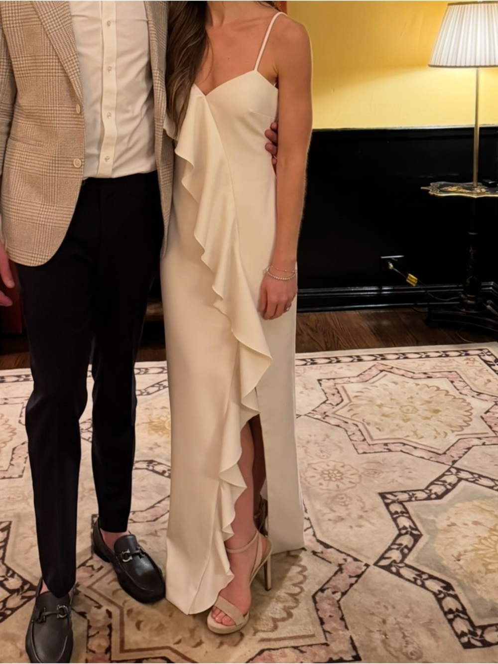 Elegant white Ruffle Slip Dress - likely